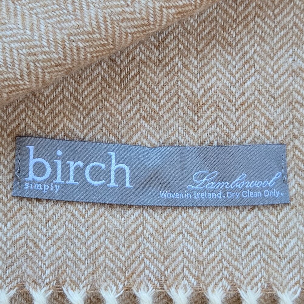 Simply Birch 100% Lambswool Scarf Herringbone Woven in Ireland - Picture 2 of 7